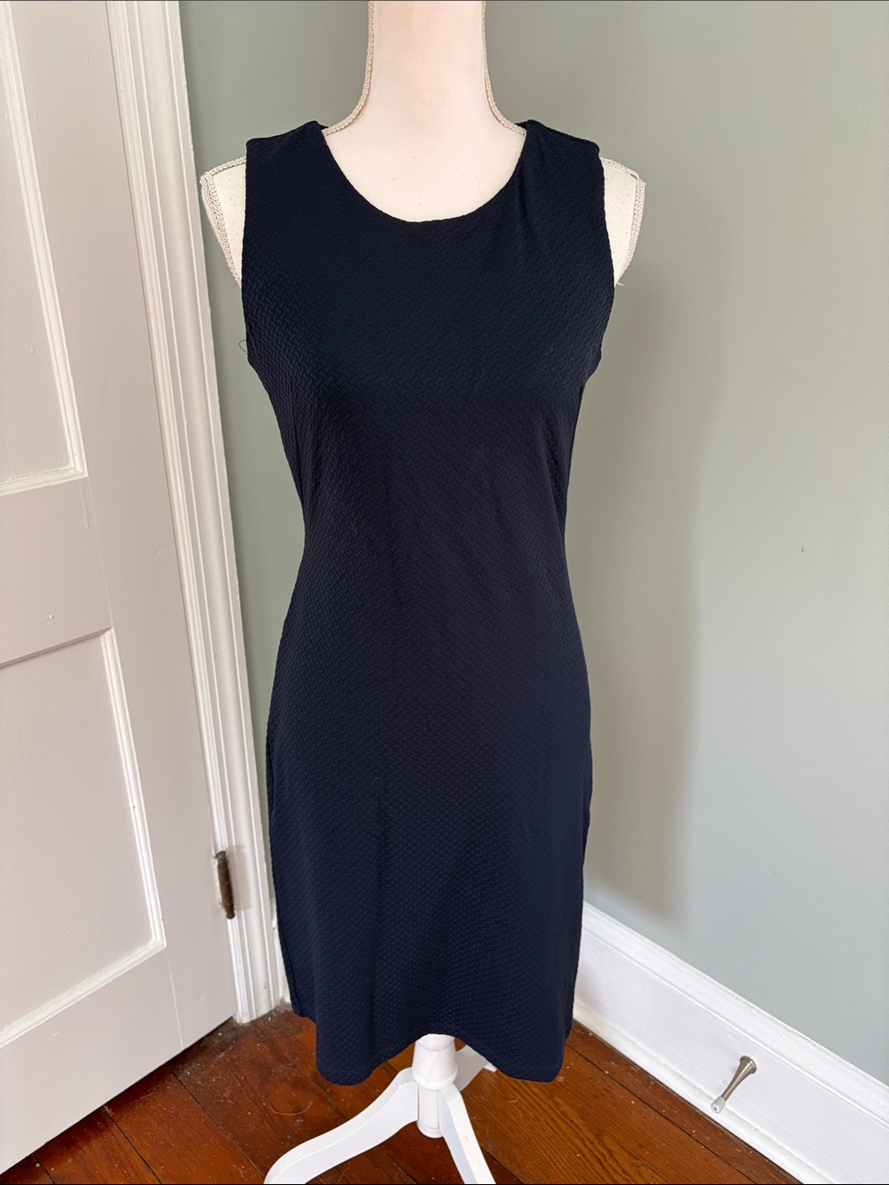 J. McLaughlin Barry Sheath Dress Sleeveless Stretch‎ Scuba Navy Blue Size XS